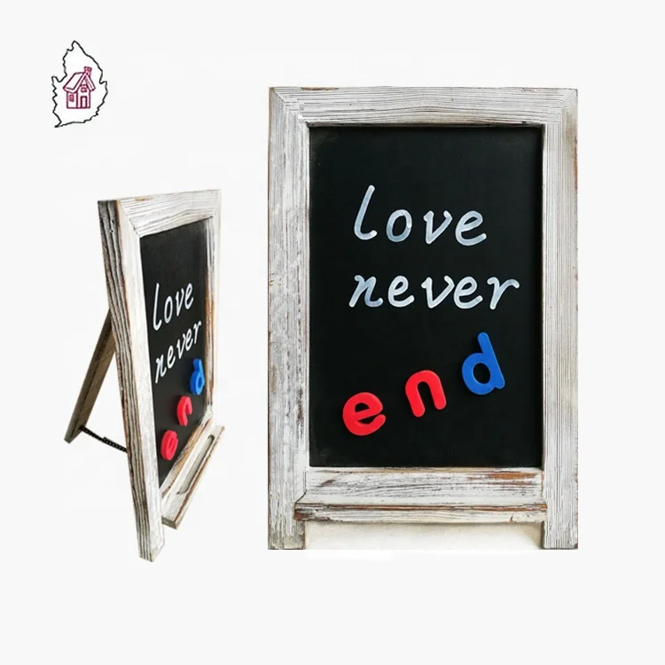 Tabletops Rustic Wooden Framed Standing Chalkboard Sign with Non-Porous Magnetic Chalk Board Surface