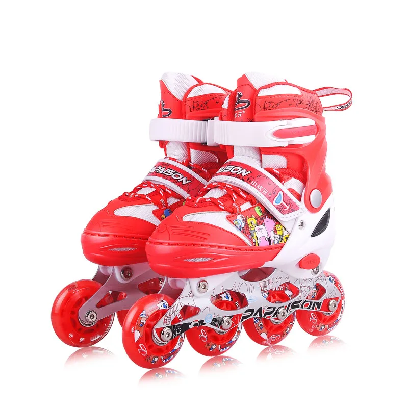 Kids pink color 4 wheels in line  adjustable push 4 yard inline skates roller skates for funny