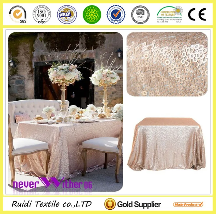 Круглая/Прямая скатерть высокой плотности цвета шампанского с блестками, блестящая скатерть для стола