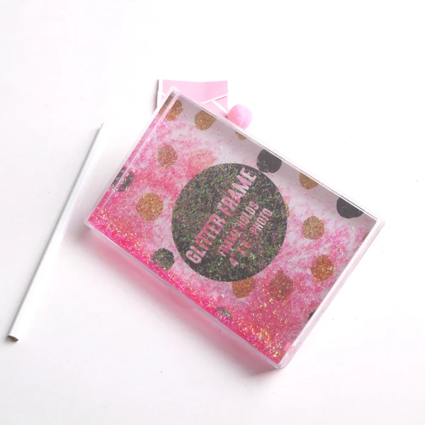 neon custom acrylic photo frame with liquid glitter sequins shimmy shake photo frames plastic acrylic frames