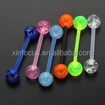 Wholesale Bling Acrylic Balls Charming Cheap Unique Fancy Tongue Ring Body Piercing Jewelry