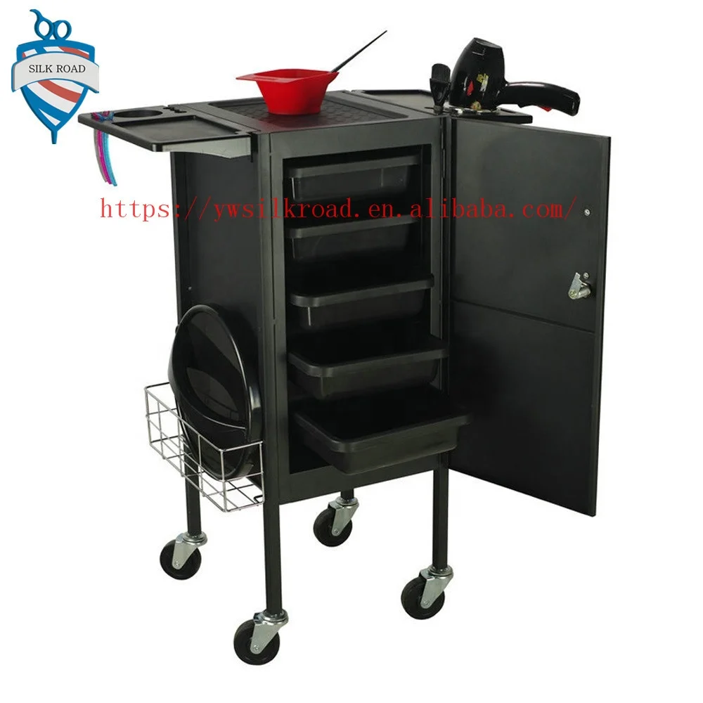 2018 new style Deluxe Lockable black Metal Hair Salon Trolley