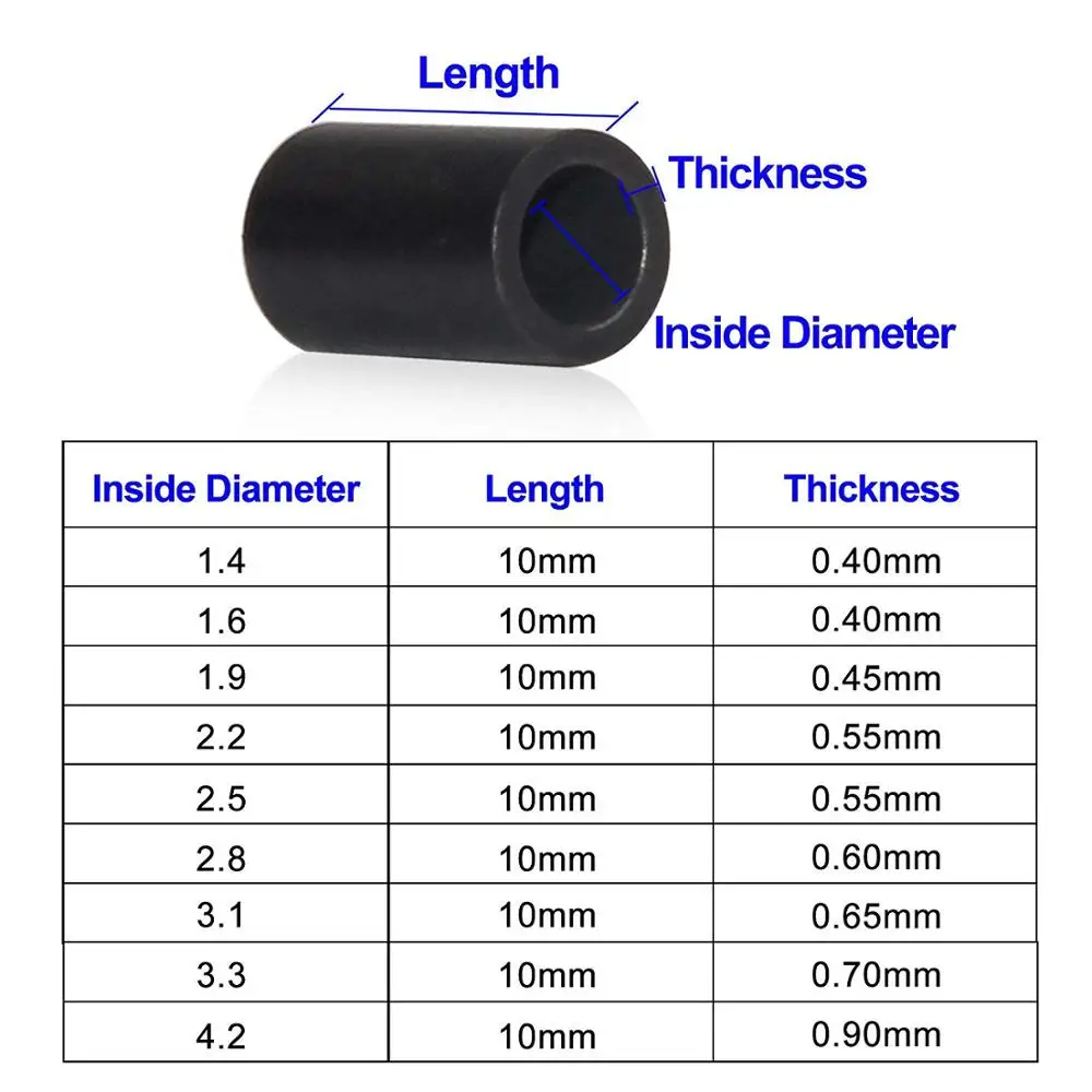 100pcs/bag matt black Copper Wire Crimps Fishing Wire Single Barrel Crimp Sleeves