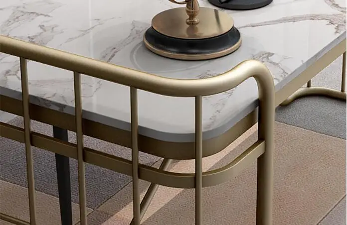 Style concise easy clean  metal legs side table  luxury marble computer table