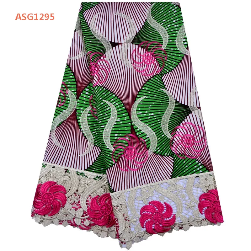 
African Guipure Cotton Wax Fabric High Quality Embroidered Nigerian Ankara Wax Lace Fabric For Wedding 