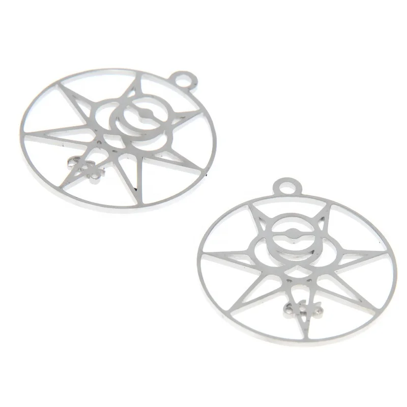 Magic 666 charm Crowley Secret Seal Thelema Sigil Illuminati Occult Symbol Stainless steel Charm pendant 28x25mm