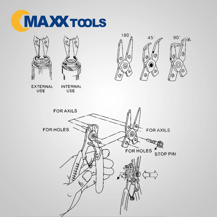 Interchangeable 4 in 1 Snap Ring Circlip Pliers