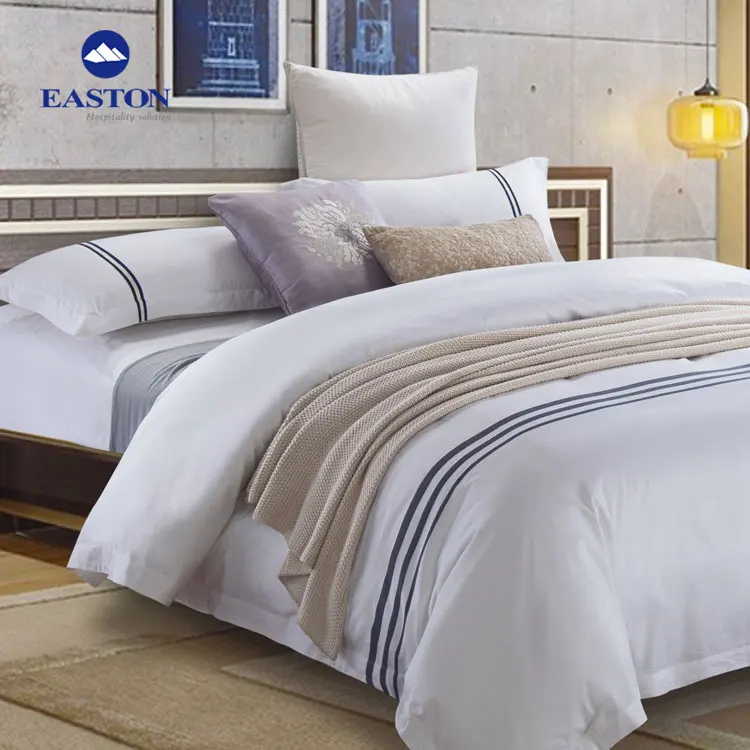 Eco-friendly 100% white cotton bed sheet hotel used, organic cotton hotel sheets bedding set