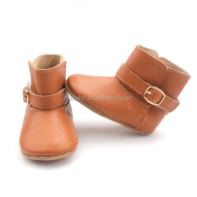 Light Blue Ankle Genuine Leather Baby Christening Baptism Infant Booties for Sale