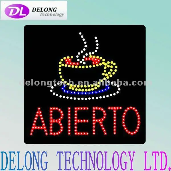 CE RoHS 40X40cm indoor acrylic illuminated flashing AC110V-240V LED shop sign with ABIERTO words