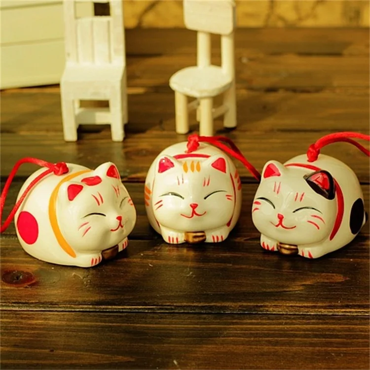 
Home Accessories Exorcise Evil Spirits Popularity Lucky Cat Ceramic Wind Chime 