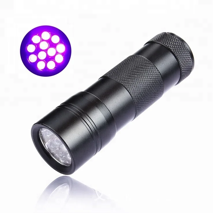 
High Quality 395nm~365nm Flashlight Detector Multi-purpose Ultraviolet Blacklight 12 LED UV Flashlight 