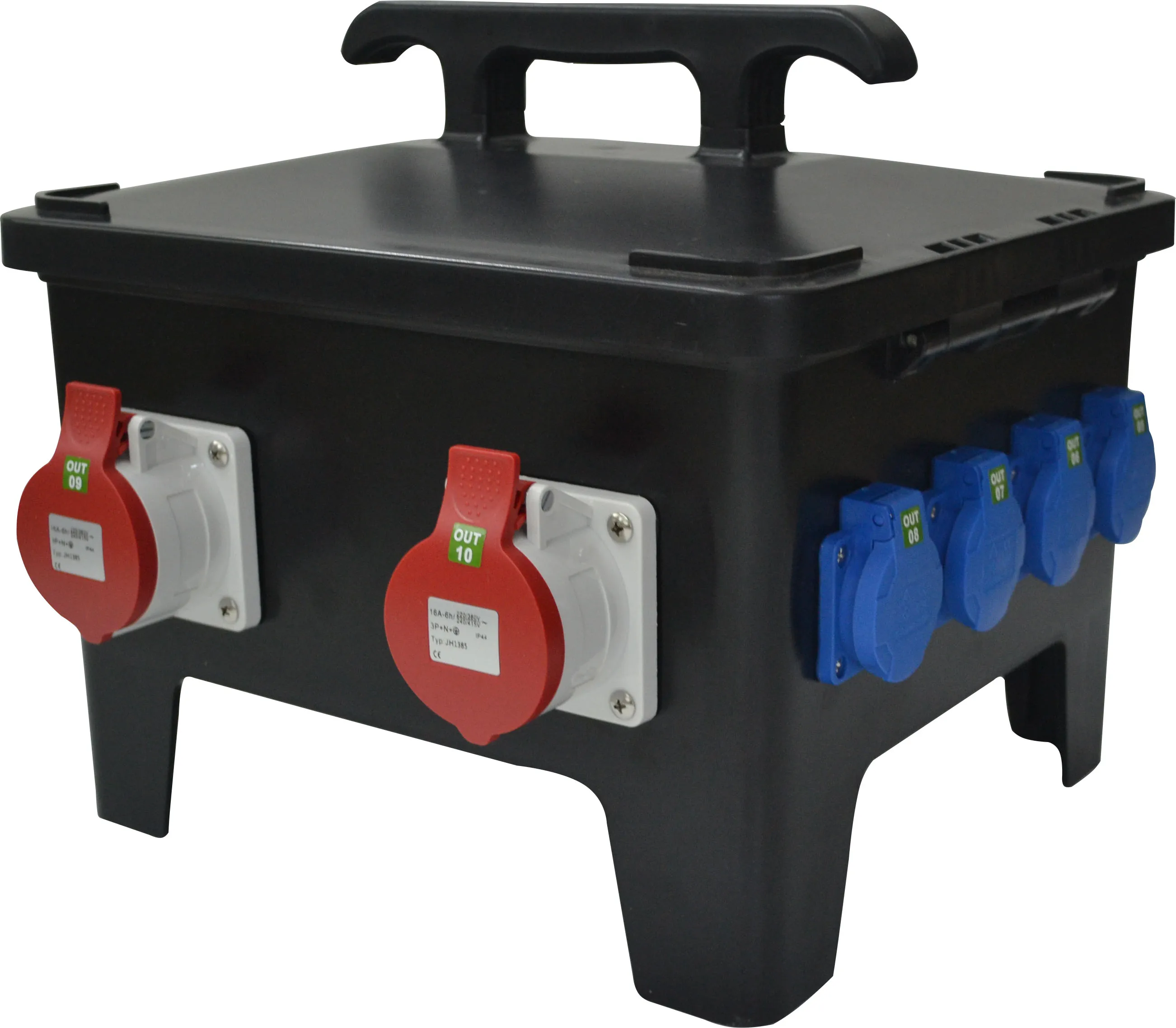 Customized Industrial Distribution Board with Plug and Socket J&h,jiahui JHDB-D0204 ABS+PC Black IP44