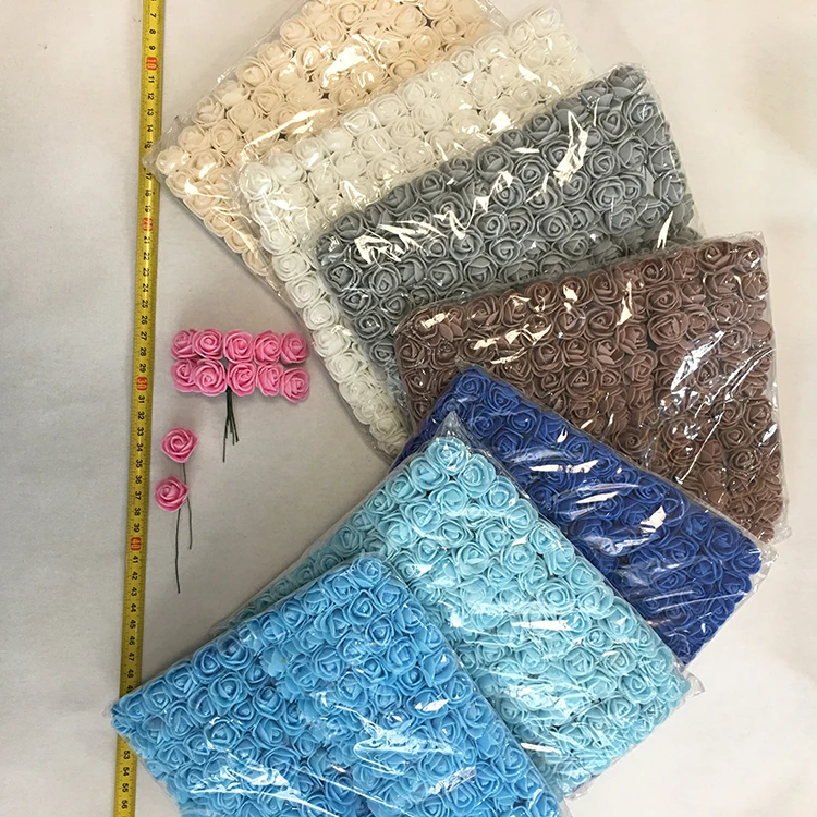 
Amazon Hot Sale Colors Rose DIY 144 PCS heads Artificial Flowers Wedding Bride Bouquet PE Foam Home Decor In Stock 