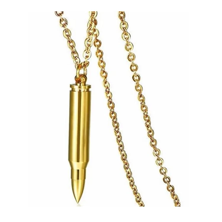 Wholesale Stainless Steel Gold Plated Bullet Urn Cremation Pendant