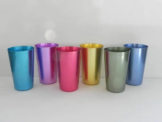 Aluminum Drinking Tumblers,VINTAGE COLORED ALUMINUM TUMBLERS METAL DRINKING CUPS COCKTAIL cup ,16oz Retro Aluminum tumbler
