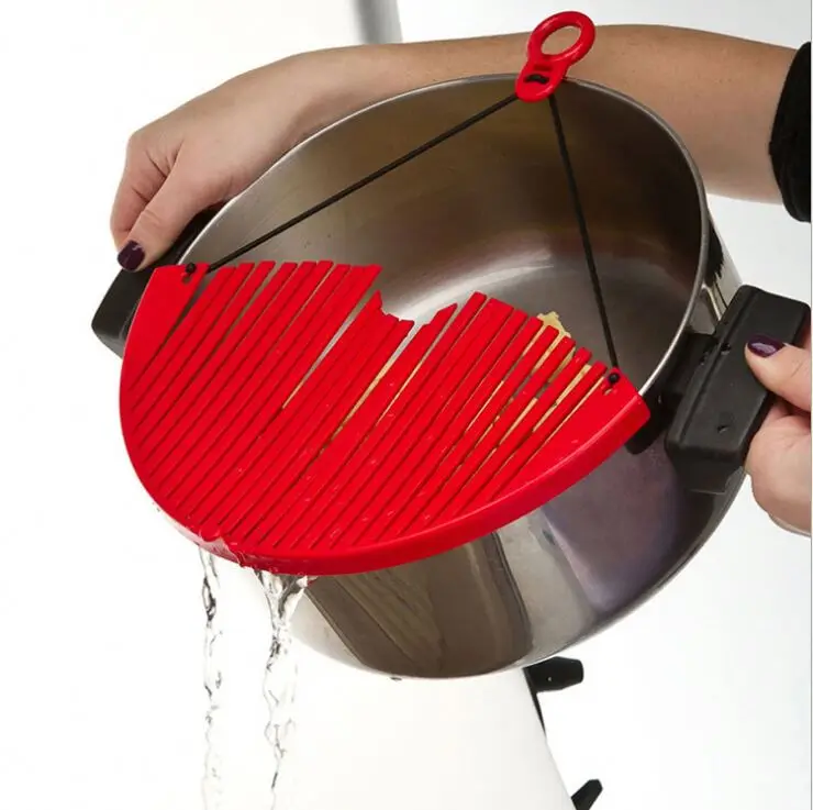 Silicone Clip-On Pot Pan Bowl Funnel Oil Strainer Creative Washing Colander for Draining Liquid