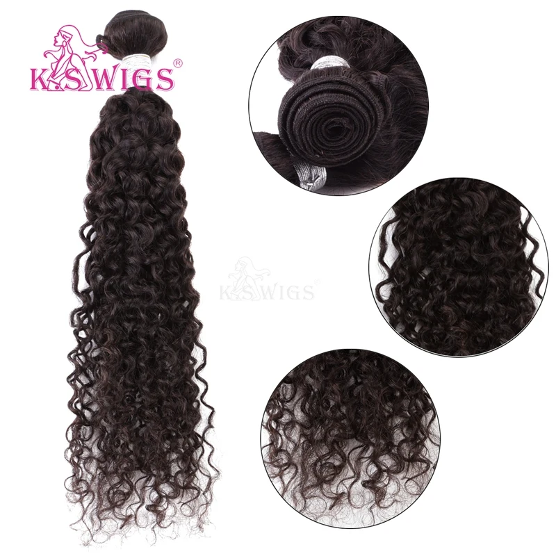 
K.S WIGS Deep Wave Bundle Hair 18 Inch Black Deep Wave Ponytail Hair 100g Soprano Remy Deep Wave Hair Extensions 
