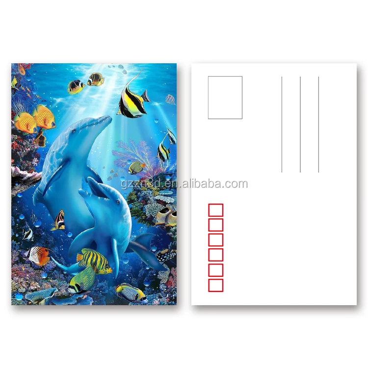Dolphin Design 3D lenticular postcard printing PET/ PP Landscape