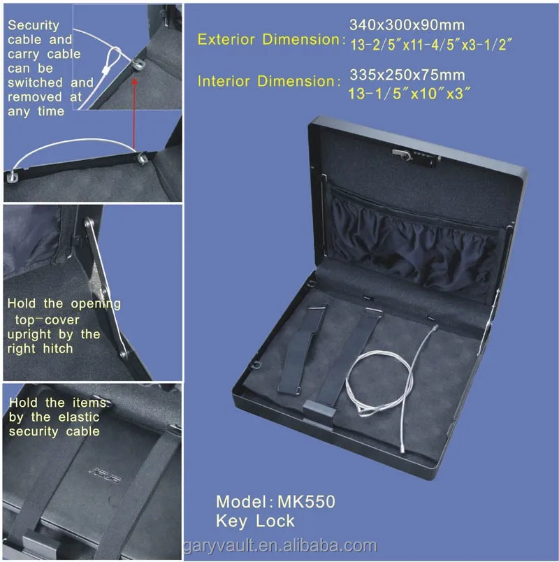 OEM micro gary vault high quality MK550 gun safe box with new biometric fingerprint sensor