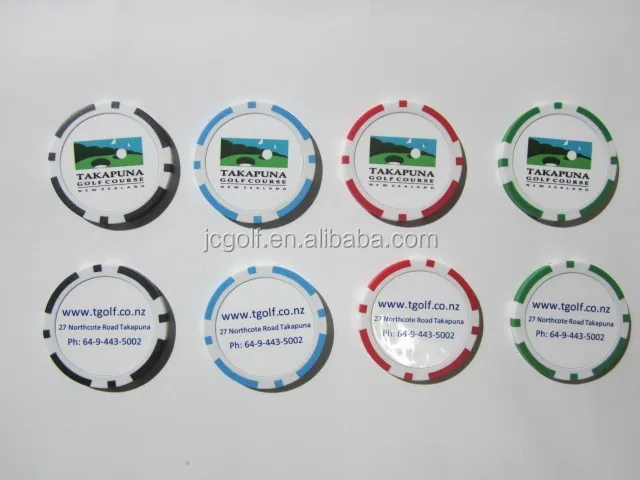 40 mm diameter 11.5 grams Custom logo full color printing on both side unique casino poker chips golf ball marker