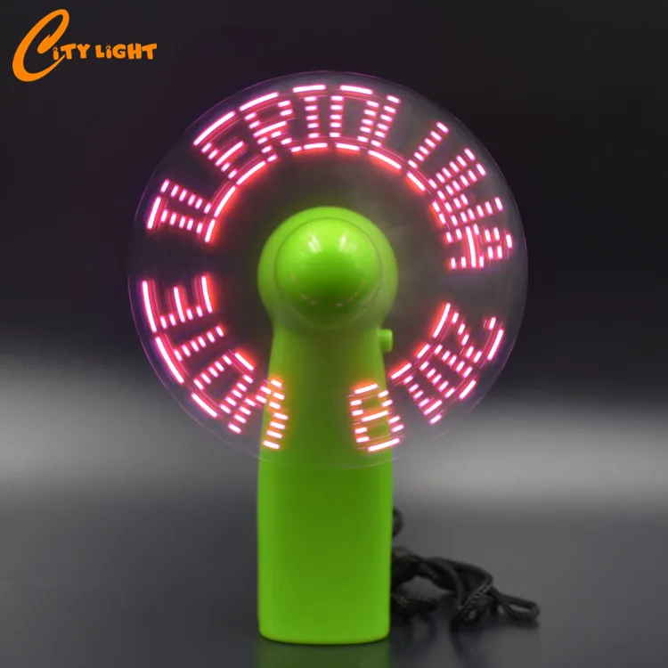 Christmas gift Advertising mini electric battery portable handheld custom message programmable led fan