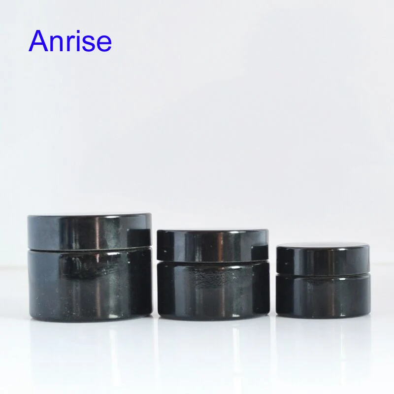 Luxury 5ml 15ml 30ml 50m 100m 200ml UV Violet Eye Cream Glass Jar Round Black Violet Cream Glass Jar with Black Flat Lid