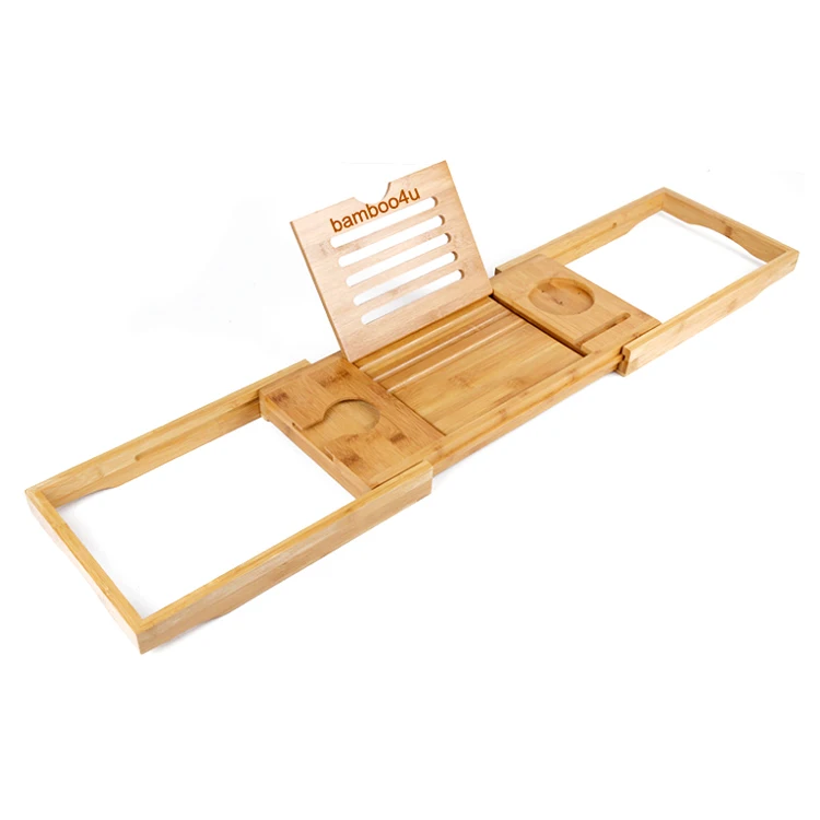 Новый расширяемый Регулируемый бамбуковый поднос для ванны с складными ножками