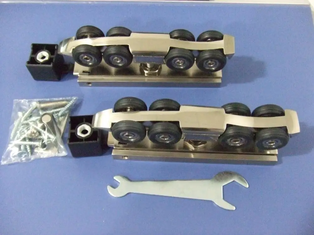 Aluminum Double Pulley Track Wheel wooden door hidden rollers sliding door system