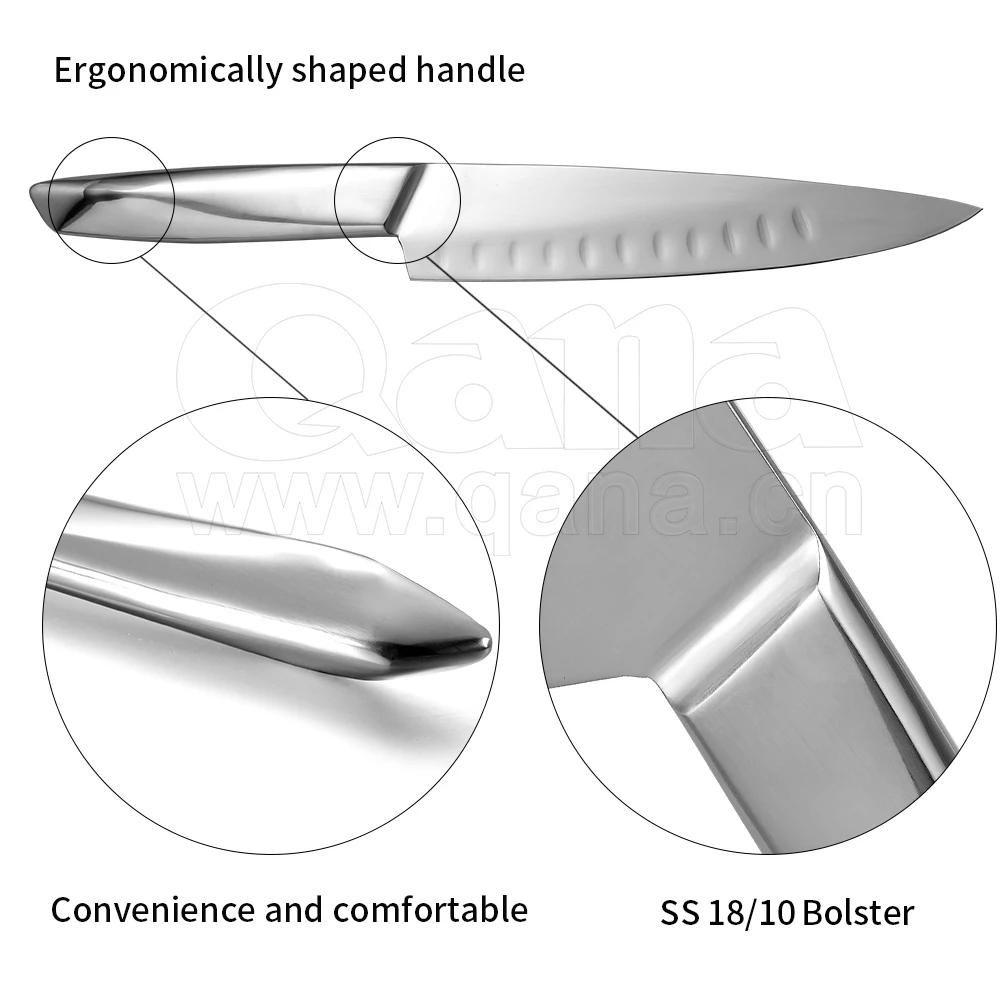 QANA Factory Wholesale OEM  6 pcs Zwillings Stainless Steel Knife Set with wooden Block kitchen damascus chef steel knife