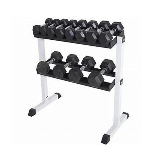 gym dumbbell set with rack