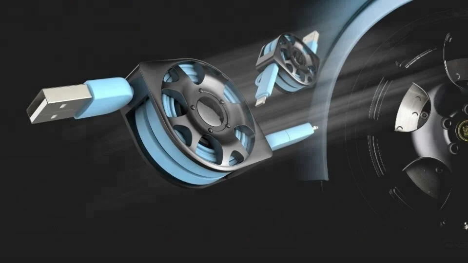 Factory New design wheel type 2 in 1 retractable USB data cable type c charging Adapter