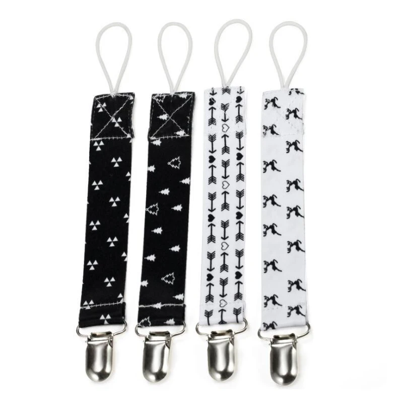 Hot selling  4pcs/set baby pacifier holder newborn cotton pacifier chain,baby pacifier chain clip holder