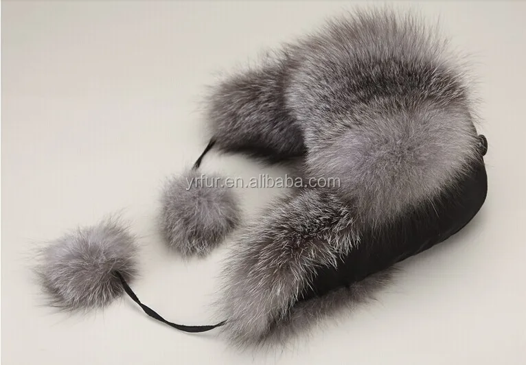 YR434B Winter Hat  Russian Style Women Fashion Silver fox fur hats