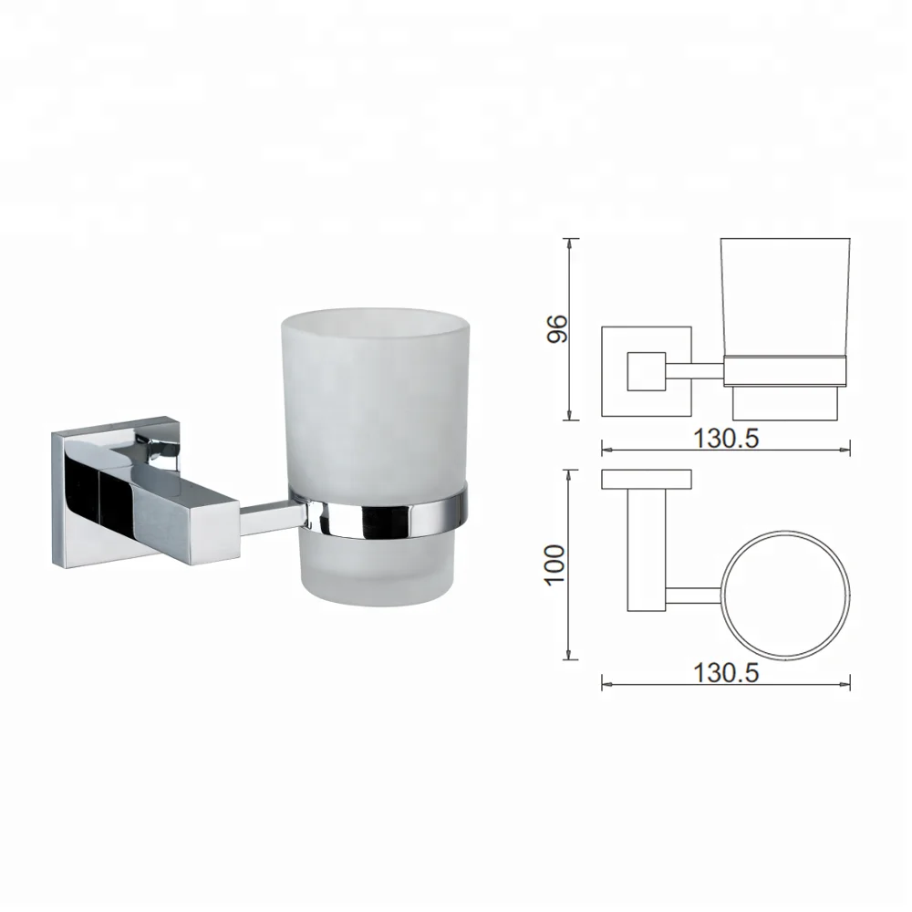 
Metalique Zinc Alloy Chrome Finishing Wall Mounted Single Tumbler Holder Glass Toothbrush Holder 51074 