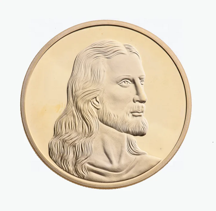 Promotional custom metal jesus coin religious coins gold