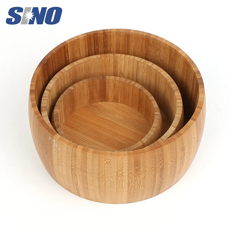 Bamboo Salad Mix Bowl Set Of 3 Chinese For Sale Bamboo Salad Mix Bowl