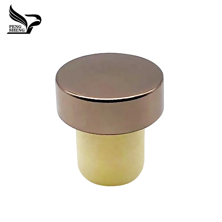 Cap Stopper Rose Gold T-top Aluminum Synthetic Cork Wooden Wine Customized Logo Plastic Caps for Bottles Golden Customized Size