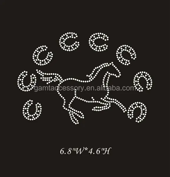 Horse motif hotfix korea rhinestone transfer iron on applique for tshirt