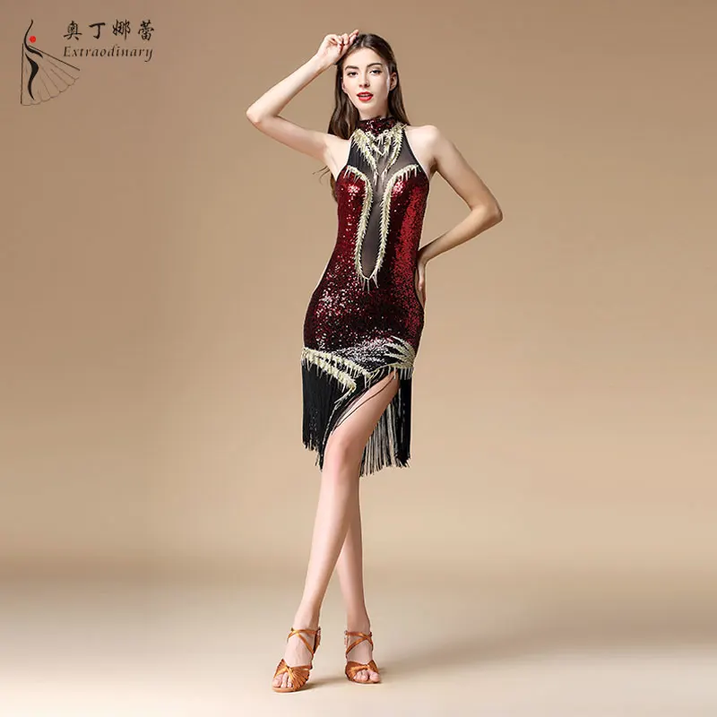 Women sexy Ballroom costume latin dress competition party stage dress