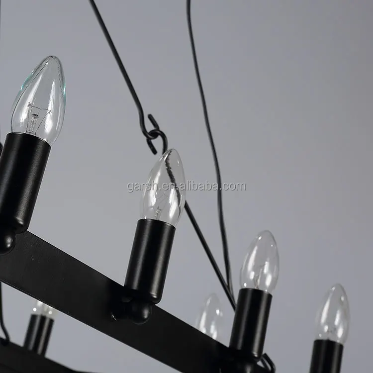 Vintage Candle Bulb Antique Round Iron Chandelier For Restaurant