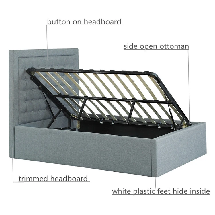 Square Pattern Simple Splicing Effect Free Sample Modern Single Upholstered Storage Bed Frame