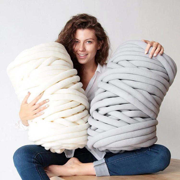 Lq Seamless Machine Yarn Colorful Ready Stock 100% Cotton Washable Hollow Fiber Filled Tube Braid Hand Knitting 100% Polyester