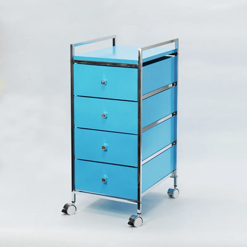 4 Tiers White Drawer Cabinet Trolley On Wheels