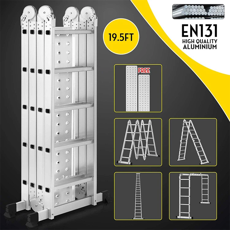 Heavy Duty Aluminum Multi Purpose Folding Ladder Scaffold Ladders with 2 Free Platform Plates