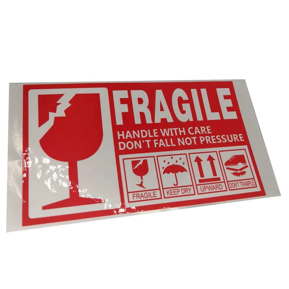 Waterproof Fragile Glass Handle Care Warning Stickers