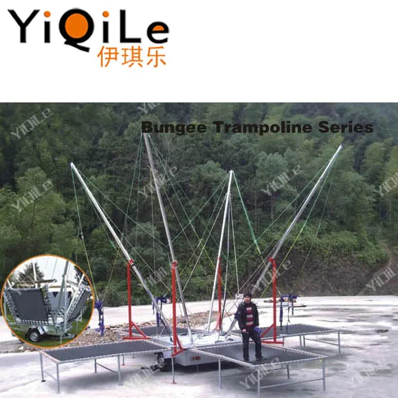 hot sale 4 in one mobile bungee trampoline on trailer, cheap trampoline for sale