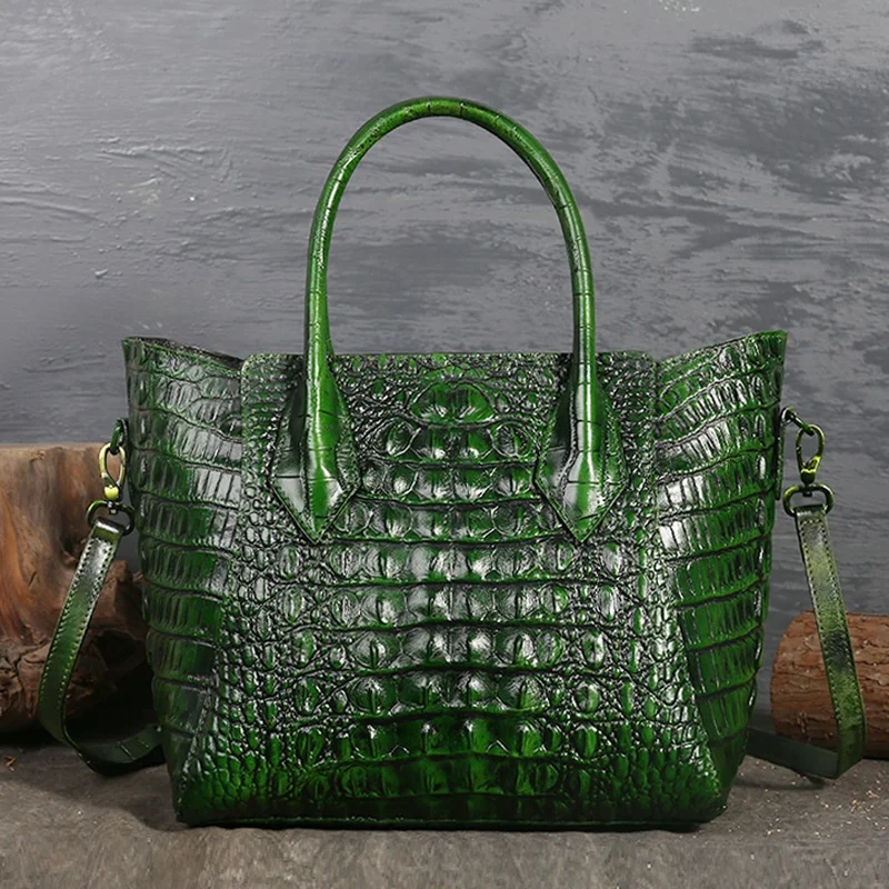 2021 Hot Sales  New Fashion Custom Crocodile Genuine Leather Ladies Tote Bag