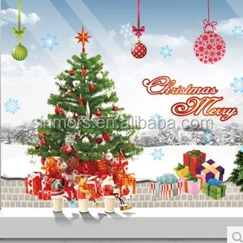 Waterproof Christmas Sticker Static Window Decor Removable Pvc Decorative Sticker Static Film Sticker OPP Bag Promotion CMYK