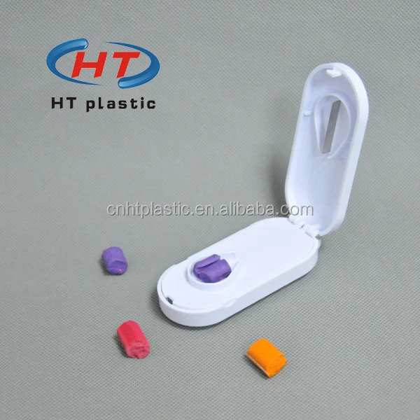 
HTQ105 Hot Sales For Customized Logo Pill Box With Cutter/Plastic Pill Splitter 